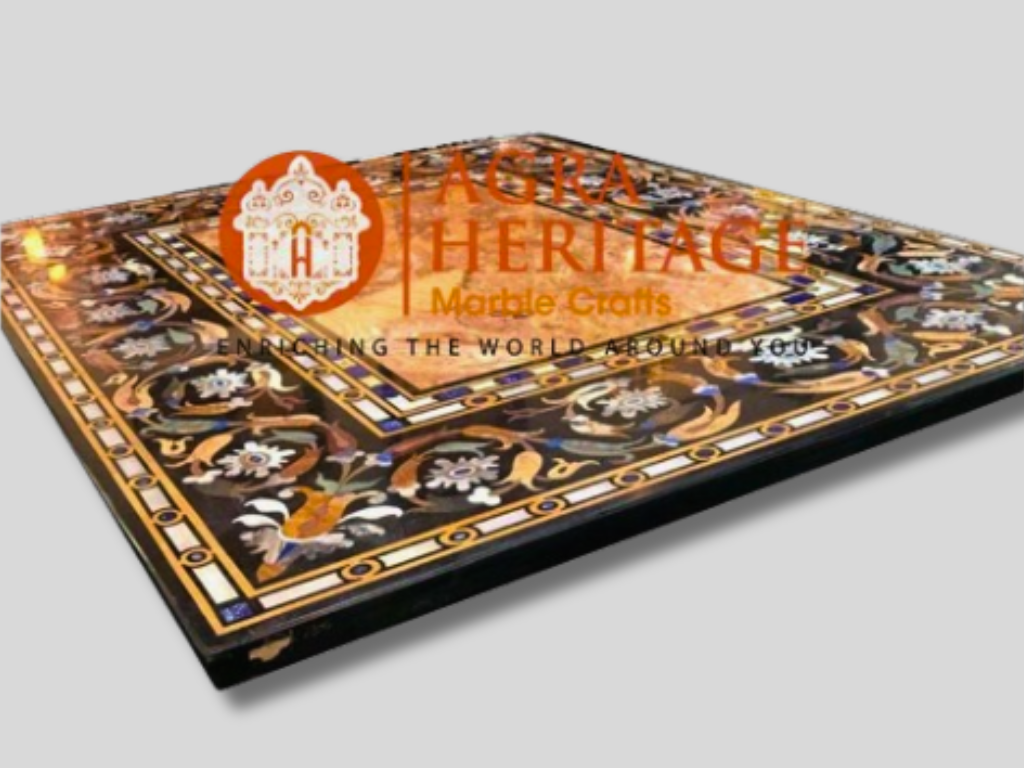 Marble Top Dining Table Floral Pietra Dura Inlay Design